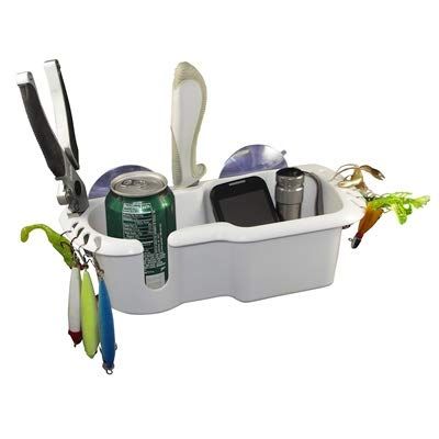 Boat Marine RV Trailer Fishing Caddy Large, Drink Holder, Storage w/Suction Cups or Screw Mount White
