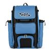 Boombah Catchers Superpack Bat Bag - 23-1/2" x 13-1/2" x 9-1/2" - Black/Columbia Blue - Holds 4 Bats - Backpack Version (no Wheels) view 1