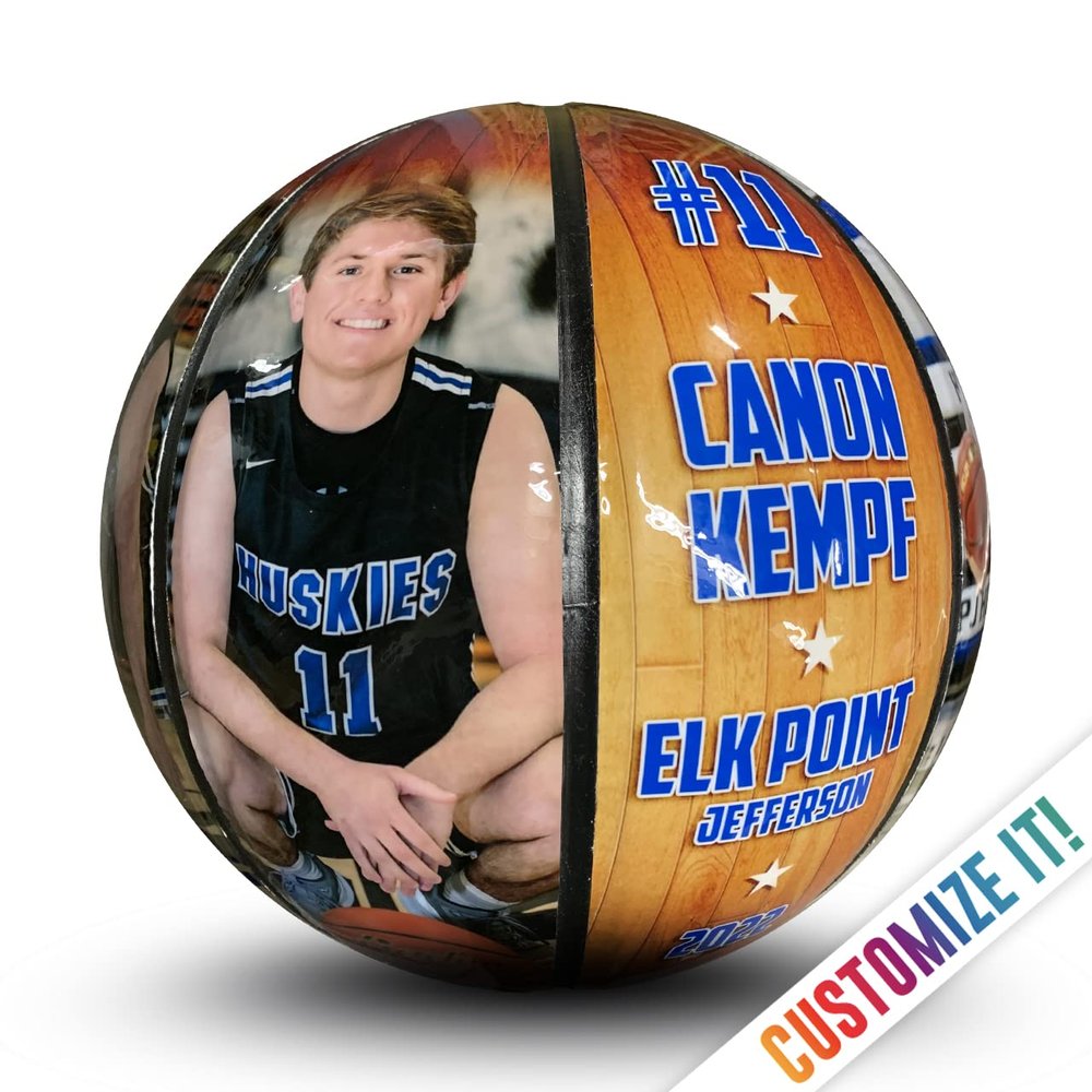 Make-A-Ball Custom Photo Sports Basketball | Printed with Personalized Picture and Text! Great for Senior Night, Coach Gifts, Team Gifts (Basketball - Full Size)