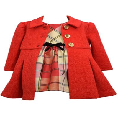 Bonnie Jean Baby-Girls Houndstooth Coat and Dress Set (2T, Red/Gold)