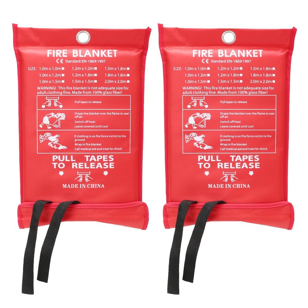 Fire Suppression Blankets - Emergency Fiberglass Fire Retardant Blankets for Home, Kitchen, Car & Warehouse - 2 Pack (47" x 47")