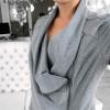 Andongnywell Women Open Front Cardigan Office Lapel Zip Blazer OL Casual Suit Jacket Oblique Zipper Loose Outwear (Gray,XX-Large) view 2