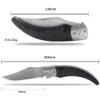 YOUSUNLONG Pocket Knife - Folding Knife - Overall 205mm - Japanese Damascus Steel Blade -Natural Black Buffalo Horn Handle with Leather sheath and walnut wooden Knife Box view 2
