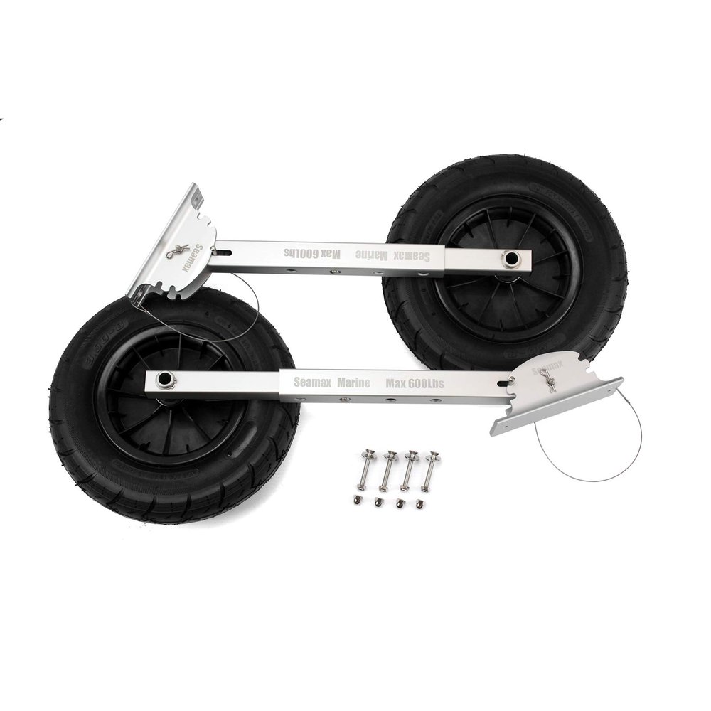 Seamax Deluxe 4x4 Boat Launching Dolly with 14" Wheels System, Commercial Grade Quality for Inflatable Boat & Aluminum Boat