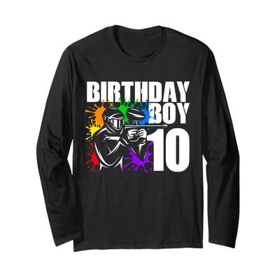 10 Year Old Paintball Birthday Party Boys 10th Gift For Boy Long Sleeve T-Shirt