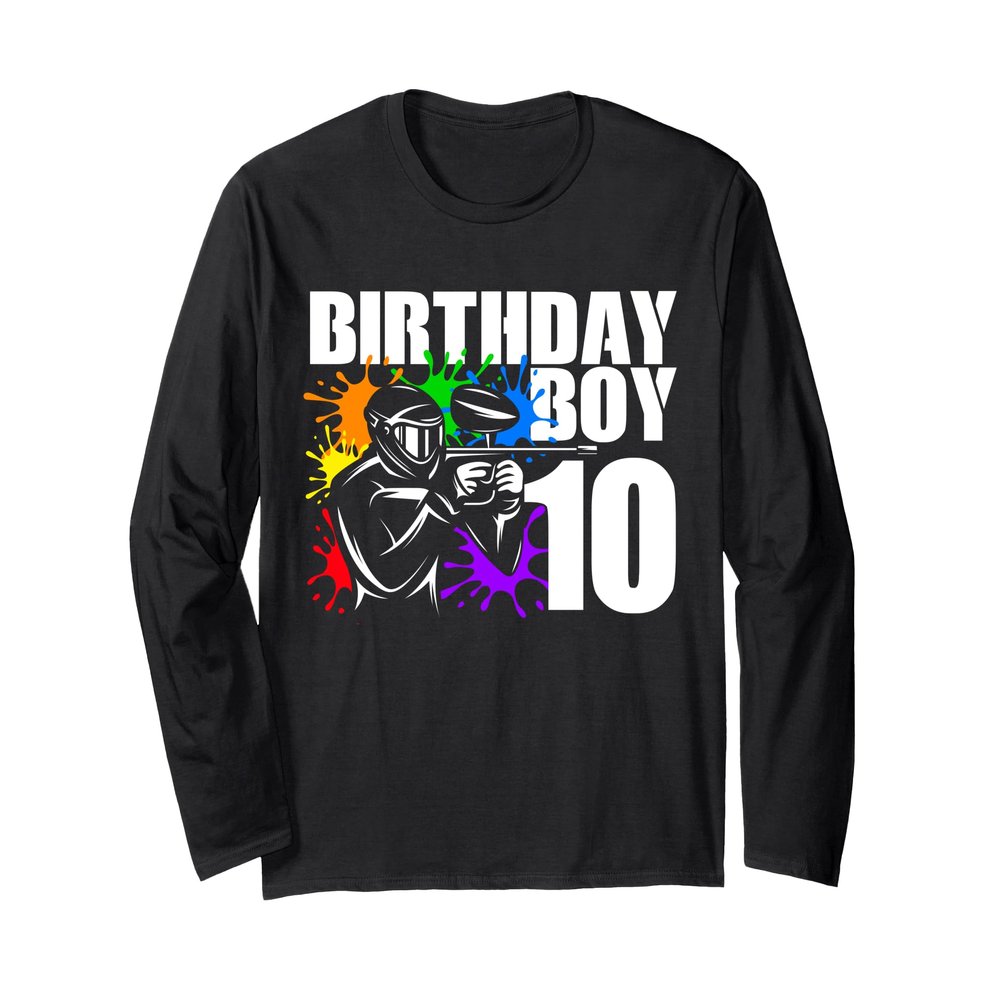 10 Year Old Paintball Birthday Party Boys 10th Gift For Boy Long Sleeve T-Shirt