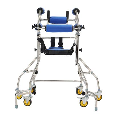 6 Wheels Adult Walking Double Armpit Walking Aid Handicapped Portable Mobility Aid Hemiplegia Lower Limbs Walk Rehabilitation Training Walking Stick ALGFree (Color : Blue)