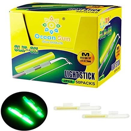 100pcs Fishing Glow Sticks Rod Tip Glow Sticks Fishing Rod Floats Glow Stick Fishing Rod Night Fishing Light Fishing Green Fluorescent Light (XXL (3.8 * 4.3 MM))