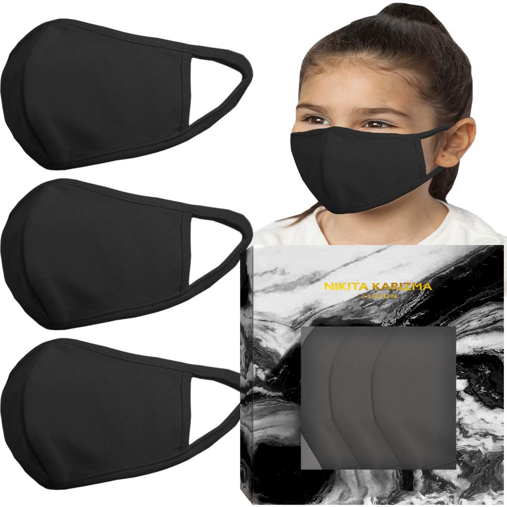 KARIZMA Stretch Sculpt Kids in Black Face Masks Fabric Face Mask 3 Childrens Masks