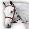 Flat Padded Leather Horse Bridle | The Padded Bridle with Cut Back Headpiece | Fancy Stitched Bridle for Horses with Buckle Bits Ends (TAN, Full) view 1