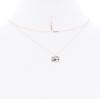 2 Layered Chain Metal Square Marbling Stone Pendant Necklace - White view 1