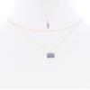 2 Layered Chain Metal Square Marbling Stone Pendant Necklace - White view 2