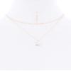 2 Layered Chain Metal Square Marbling Stone Pendant Necklace - White view 3
