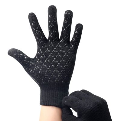 FUFU Gloves Running Gloves Touch Screen Winter Gloves Thermal Gloves Driving Gloves Anti-Slip Sports Gloves3 Colors (Color : A)