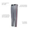 Russell Athletic Youth Piped Change Up Baseball Pant Baseball Grey/True Red L view 4