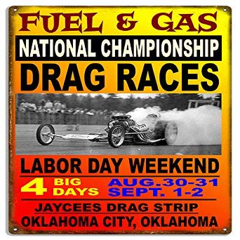 Oklahoma Drag Races Reproduction Motor Speedway Metal Sign 1830