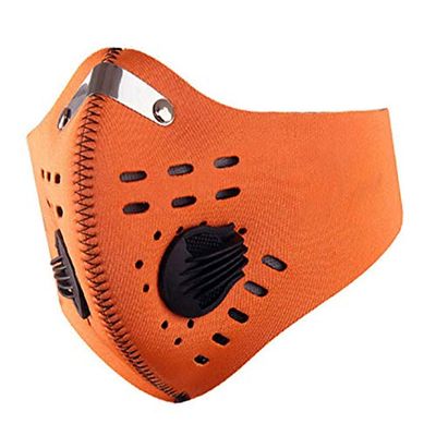 iFightCV Neoprene Sport Mask for Soccer with Dual Air Valve and Replaceable Filter (Orange)