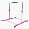 Gymnastic Kip Bar Horizontal Bar Expandable for Kids Junior Gymnastics - Height Adjustable 3 to 5 FT - Gymnastic Training Bar with Cushioned Bar Pad for Fiberglass Rail, HD Curved Legs, Gloves (Pink) view 2