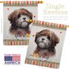 Brown Tibetan Terrier Happiness House Flag Eagle Set Animals Dog Puppy Spoiled Paw Canine Fur Pet Nature Farm Animal Creature Small Decorative Gift Yard Banner Made In USA 28 X 40 view 3