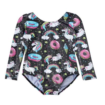HOZIY Long Sleeve Leotards for Girls Black Gymnastics Toddlers 2t 3t Donuts Unicorn Ice Cream Rainbow Stars