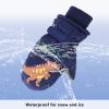 Toddler Mittens Winter Snow Glove waterproof mitten Warm Fleece Kid Ski Gloves for Boys Girls Navy Dinosaur S view 3