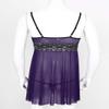 easyforever Mens Sissy Sheer Lace Lingerie Set Deep V Neck Lace Trim Chemise Babydoll with G-String Briefs Purple X-Large view 4