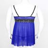 easyforever Mens Sissy Sheer Lace Lingerie Set Deep V Neck Lace Trim Chemise Babydoll with G-String Briefs Royal_Blue X-Large view 4
