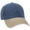 Ashen Fane Washed Solid Pigment Dyed Cotton Twill Brass Buckle Hat, Khaki and Navy view 1