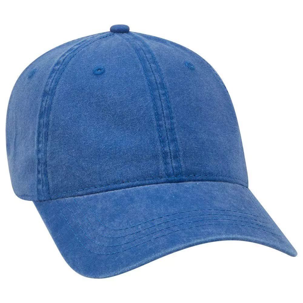 Ashen Fane Washed Solid Pigment Dyed Cotton Twill Brass Buckle Hat, Royal