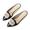 Starella Rhinestone Mules for Women Flats Shoes Slip On Backless Loafer Pointed Toe Dress Mule Slides PU Black EU38/US7 view 1