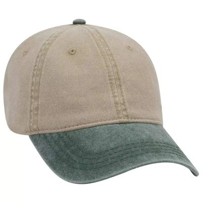 Ashen Fane Washed Solid Pigment Dyed Cotton Twill Brass Buckle Hat, DK Green and Khaki