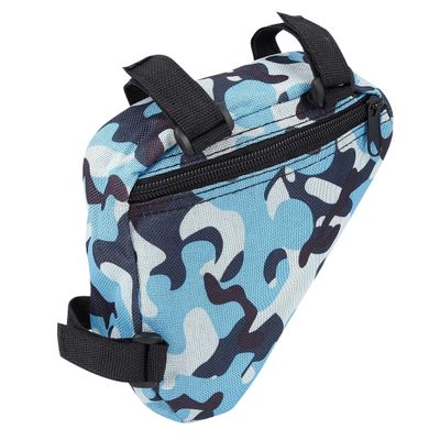 X AUTOHAUX 16x14x4cm Bike Saddlebag Bicycle Frame Bag Tool Pouch Pack Storage Bag Camouflage Blue