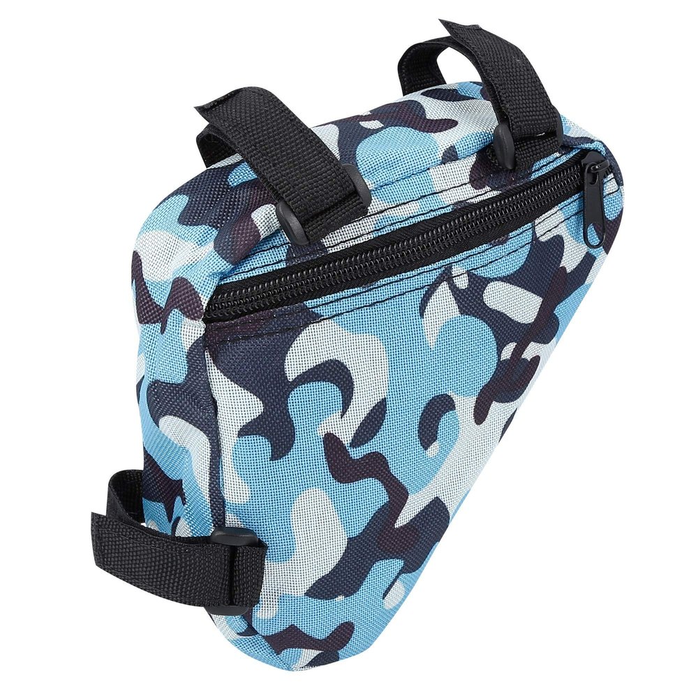 X AUTOHAUX 16x14x4cm Bike Saddlebag Bicycle Frame Bag Tool Pouch Pack Storage Bag Camouflage Blue