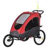 Aosom Bike Trailer for Kids 3 In1 Foldable Child Jogger Stroller Baby Stroller Transport Carrier with Shock Absorber System Rubber Tires Adjustable Handlebar Kid Bicycle Trailer Red and Grey view 1