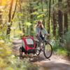 Aosom Bike Trailer for Kids 3 In1 Foldable Child Jogger Stroller Baby Stroller Transport Carrier with Shock Absorber System Rubber Tires Adjustable Handlebar Kid Bicycle Trailer Red and Grey view 2