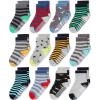 CozyWay Kids Crew Grip Socks - Soft Cotton Comfort Boys & Kids Socks - Durable Non-Slip Grippers - 5-7 Years, Gray/Yellow Multicolor - Pack of 12 view 1