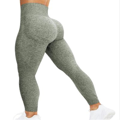HIGORUN Women Seamless Leggings Smile Contour High Waist Workout Gym Yoga Pants Khaki M