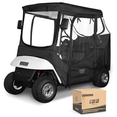 10L0L 2 Passenger Golf Cart Driving Enclosure for EZGO TXT and RXV Model, 4-Sided Clear Window 600D Rain Cover All Weather Windproof Waterproof