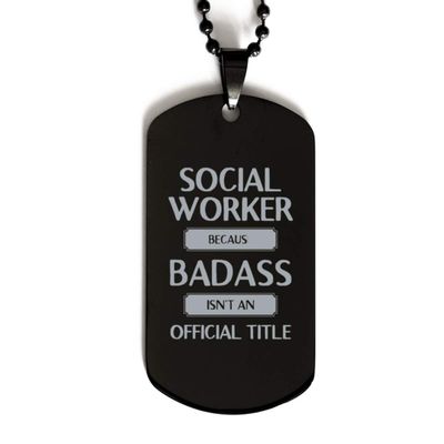 Mugart Engraved Necklace for Social Worker Necklace Gifts Ideas for Birthday or Christmas. Social Worker Because Badass Isn't an Official Title