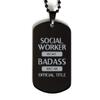 Mugart Engraved Necklace for Social Worker Necklace Gifts Ideas for Birthday or Christmas. Social Worker Because Badass Isn't an Official Title view 1
