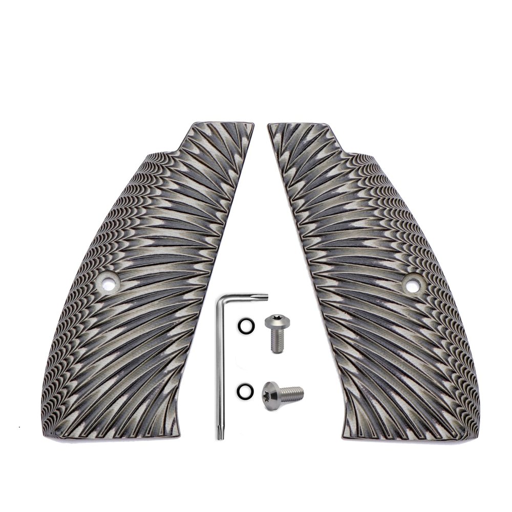 Guuun G10 Grips for CZ 75 Full Size CZ SP-01 Custom Handgun Grip Sunburst Texture - Coyote Color