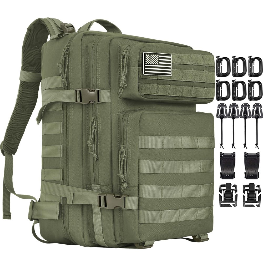 Createy Military Tactical Backpack, Large Army 3 Day Assault Pack 45L Molle Bag Rucksack Bug Out Bag Daypacks with Molle System for Camping Hunting Hiking Traveling