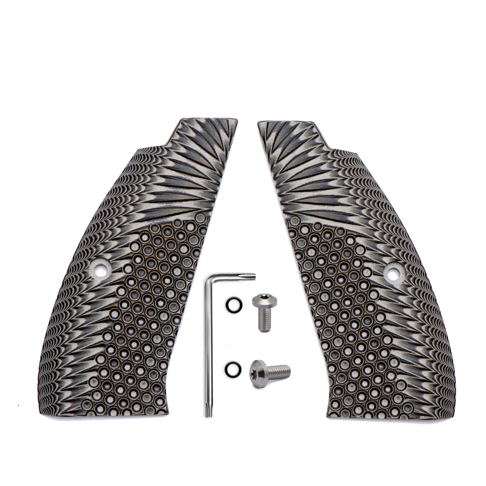 Guuun G10 Grips for CZ 75 Full Size SP-01 Shadow Eagle Wing Texture - Includes Screws Set - Coyote Color