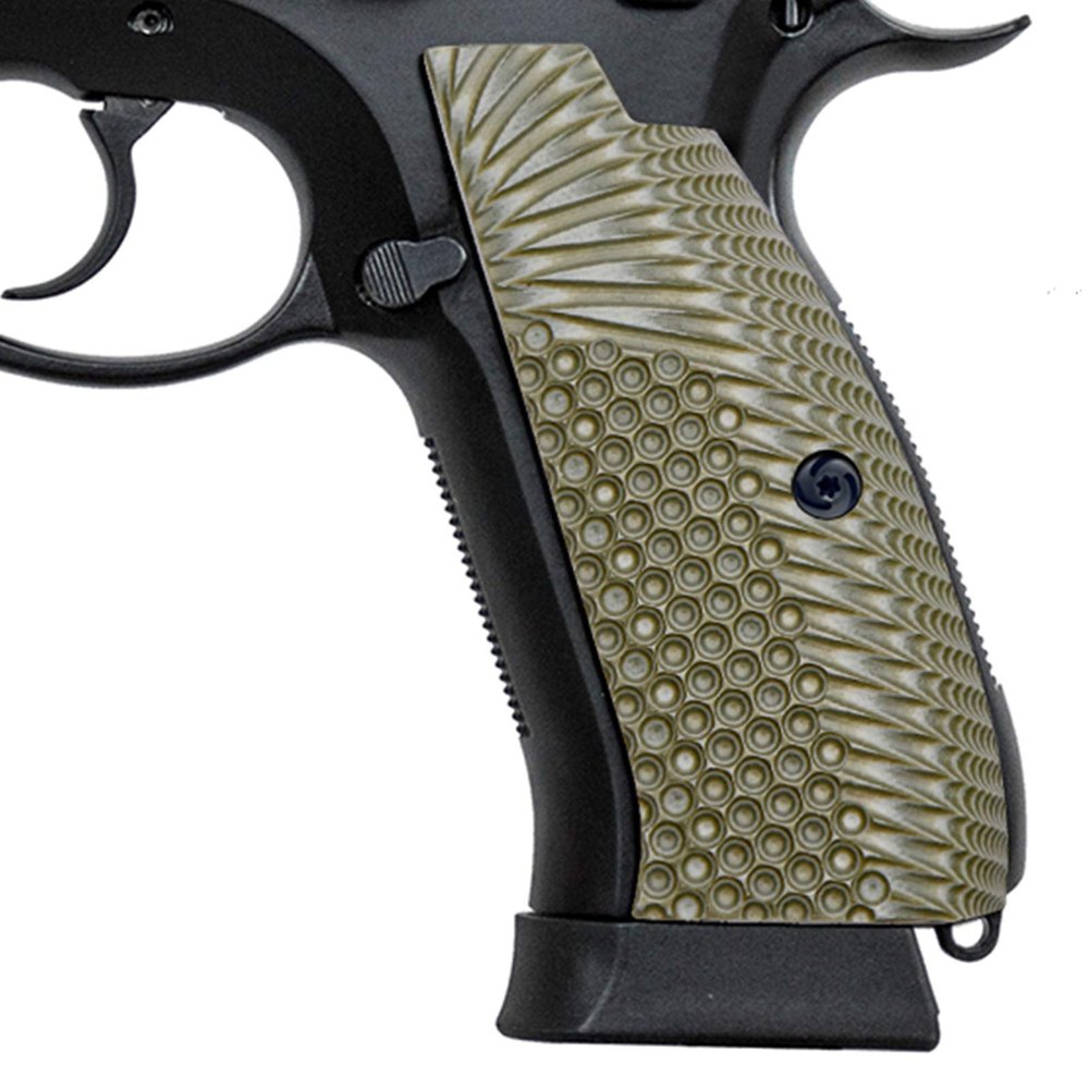 Guuun G10 Grips for CZ 75 Full Size SP-01 Shadow Tactical Handgun Grips Eagle Wing Texture - OD/Green