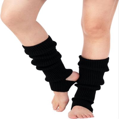 Guojanfon 1 Pair Fashion Yoga Socks for Women Girls Workout Socks Toeless Training Dance Leg Warmers (Black)