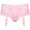 ACSUSS Mens Sexy Sissy Pouch Lingerie Underwear Girly Costumn T-Back Brieft with Garters Pink One Size view 1
