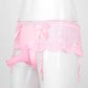 ACSUSS Mens Sexy Sissy Pouch Lingerie Underwear Girly Costumn T-Back Brieft with Garters Pink One Size view 4