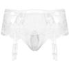 ACSUSS Mens Sexy Sissy Pouch Lingerie Underwear Girly Costumn T-Back Brieft with Garters White One Size view 2