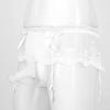 ACSUSS Mens Sexy Sissy Pouch Lingerie Underwear Girly Costumn T-Back Brieft with Garters White One Size view 4