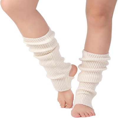 Guojanfon 1 Pair Fashion Yoga Socks for Women Girls Workout Socks Toeless Training Dance Leg Warmers (White)